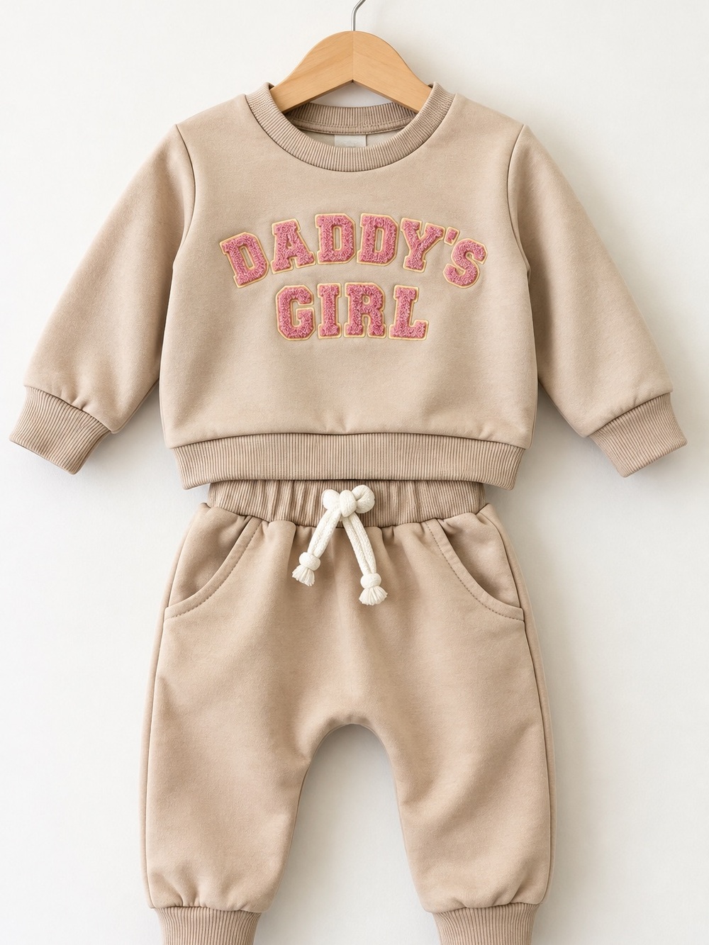 Baby Girl “Daddy’s Girl” Beige Sweatshirt & Jogger Set 6–9 Months